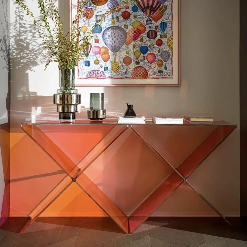 

Stained glass entrance table against the wall entrance table modern creative art plan entrance cabinet