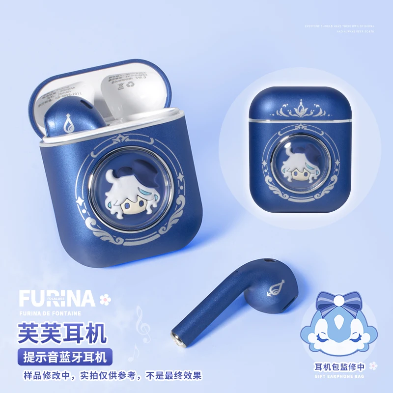 Genshin Impact Furina Focalors Furina De Fontaine Earphone Half In Ear Style Bluetooth Earphones Game Peripherals Toys Gift