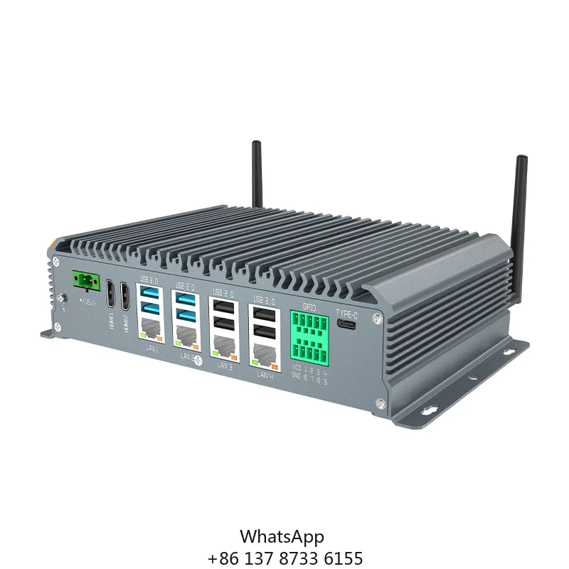 Industrial Mini Pc Fully Enclosed Fanless Dustproof Embedded Computer 9-36V Wide Voltage AI Edge Computer Embedded Mini Box