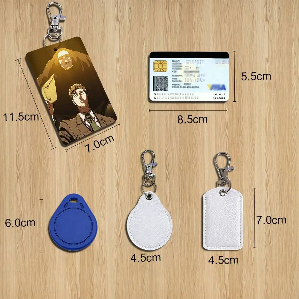 mental breakdown Hiromi Higuruma Rectangle ID Card Case Keychain Access Card Bag Key Tag Ring Leather Card Holder Key Ring