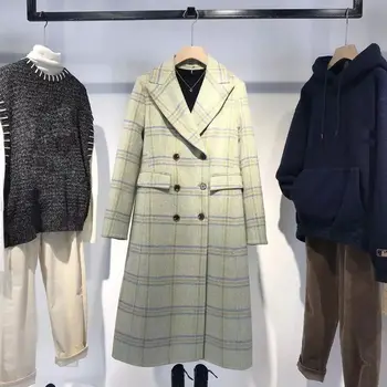 여성용 82% 울 격자 무늬 롱 오버코트 캐시미어 코트, 우아하고 시크한 체크 무늬 아우터, 따뜻한 망토, 한국 패션 Best5 여성용 82% 울 격자 무늬 롱 오버코트 캐시미어 코트, 우아하고 시크한 체크 무늬 아우터, 따뜻한 망토, 한국 패션 Best5