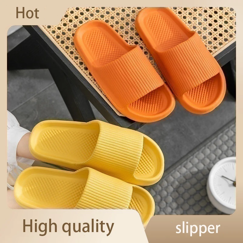 Summer Slippers Men Women Indoor Eva High Soft Bottom Sandals Open Toe Trend Slides Light Beach Shoes Slippers Home Size 36-45