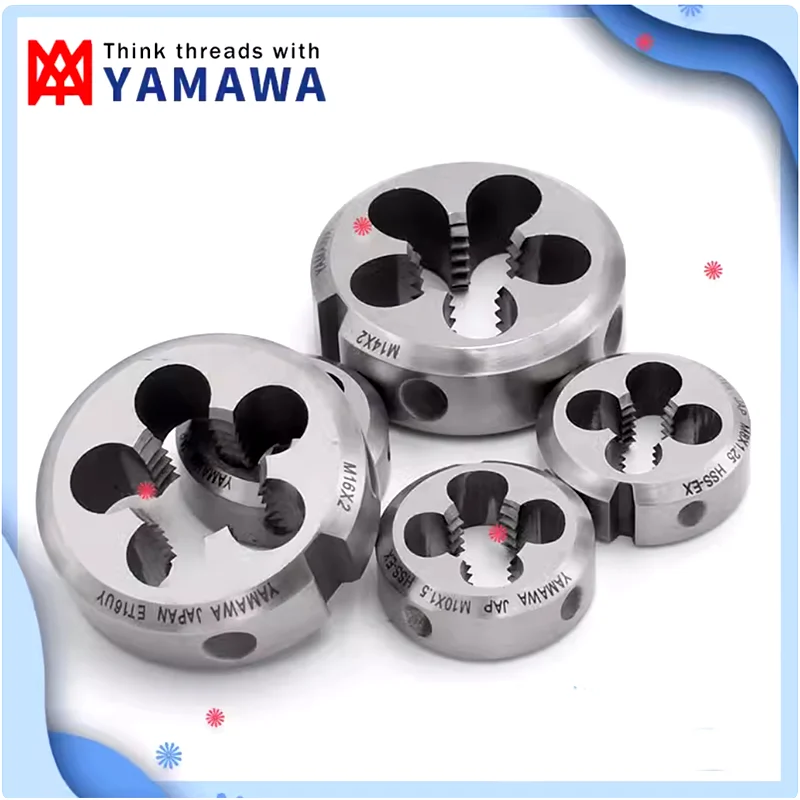 Japan 1PCS YAMAWA Original HSSE Round Die M0.8 M2 M2.5M3 M4 M5 M 6M8 M10 M12 M14 M16 Machine Screw Threading Dies