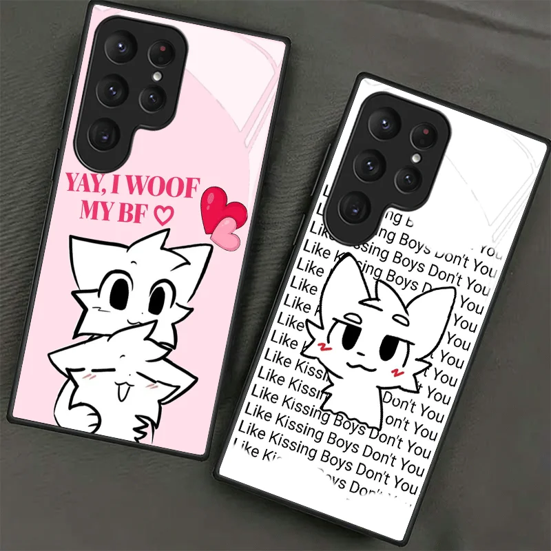 Cute B-Boykisser Catoon Tempered Glass Phone Case for Samsung Galaxy S24 S25 S26 Ultra Edge S23 FE S22 Plus S21 + S20 Shockproof