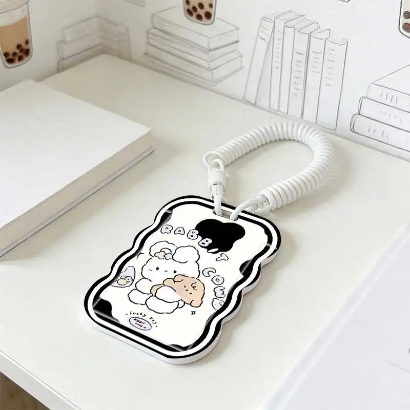Card Holder for Kpop Photocard Holder Photo Protector Stretchable Spring Cord Student Bus/Meal Card Protection Case