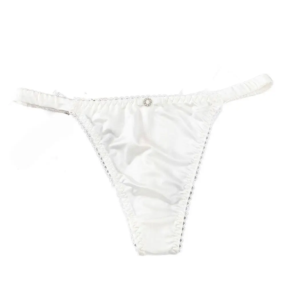 ملابس داخلية رياضية حلوة للفتيات سراويل تحتية بلون سادة للنساء ملابس داخلية نسائية بفيونكة رفيعة سراويل داخلية من الساتان #3