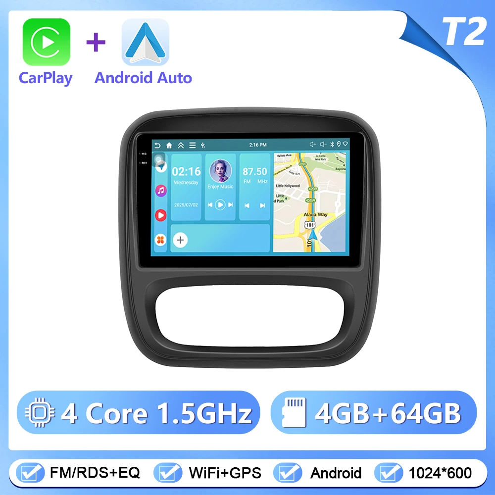 Podofo CarPlay Android Auto autoradio voor Renault TRAFIC/Opel VIVARO 2015 GPS Intelligent Systems Stereo Multimedia autoradio
