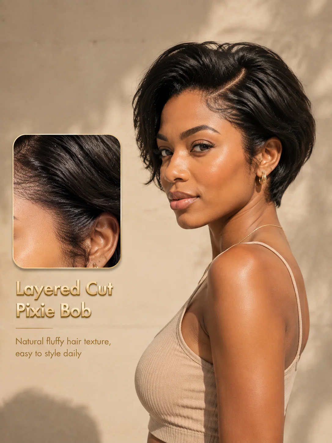 TIMOPOL 6 Inch Dark Brown Side Part Short Bob Human Hair Wig 13x1 Lace Front Pre Plucked Baby Hair Straight Pixie Glueless Lace Wigs For Daily & Party