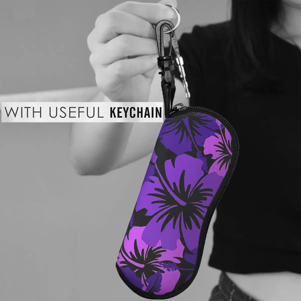 エピックハイビスカスハワイアンフローラルアロハシェルメガネケースプロテクターサングラスボックス女性男性ソフト眼鏡バッグポーチ