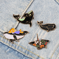 Cartoon Animal Marine Life Enamel Pins Lovely Dolphin Whale Paper Crane Brooch Custom Metal Jewelry Cloth Badge Gift for Friends