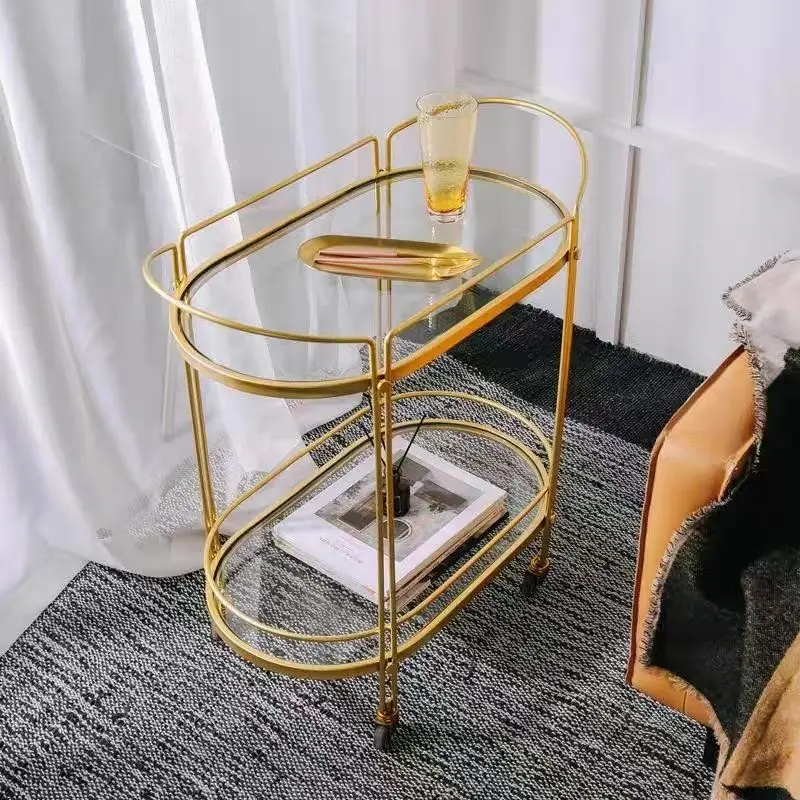 Carrinho de Comida Móvel Nórdico, Carrinho de Serviço de Quarto de Hotel, Carrinho de Armazenamento para Recepção, Carrinho Auxiliar Dourado, Mobiliário Comercial