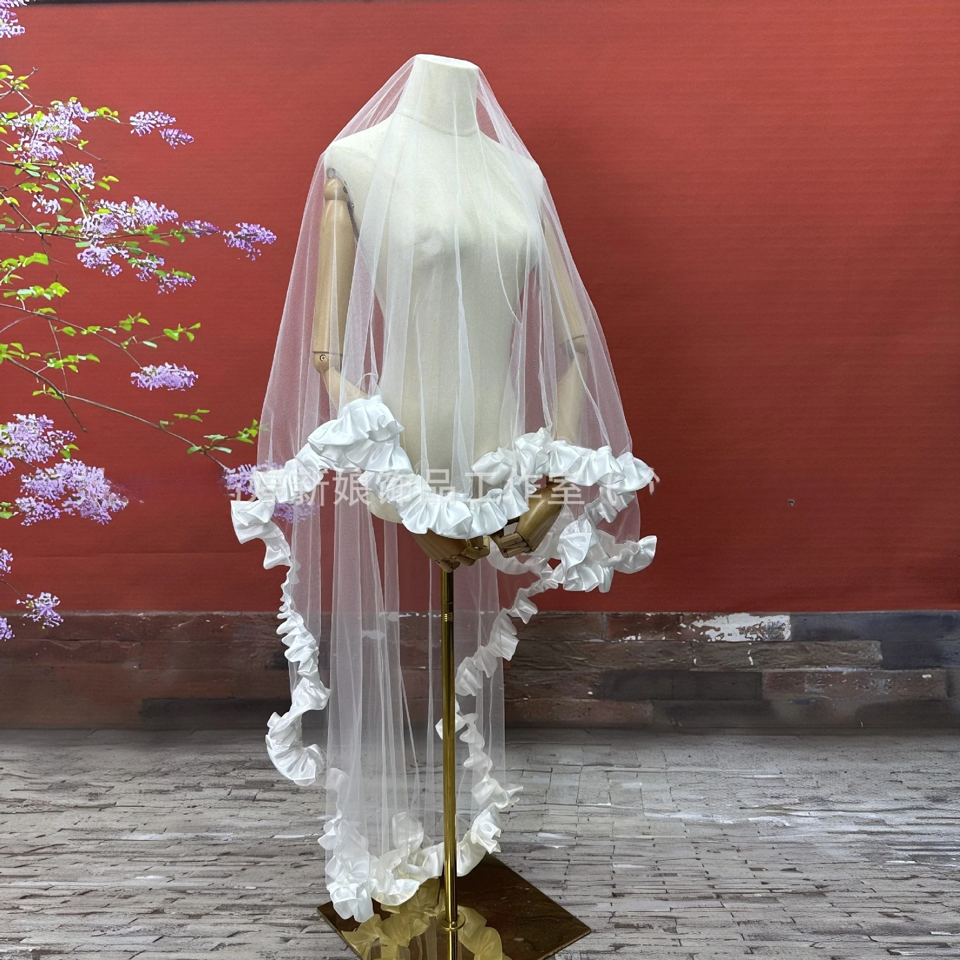 Simple wedding veil retro French high-end court soft wedding bridal veil