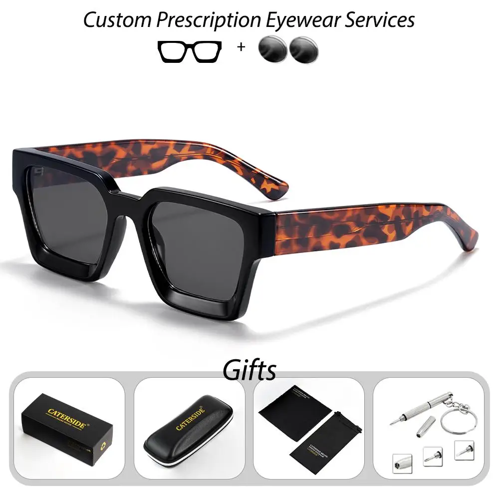 CATERSIDE Vintage Herren-Korrektionsbrille, verdickte quadratische optische Sonnenbrille für Damen, modische Brille für Outdoor-Fahrten – Detail 23