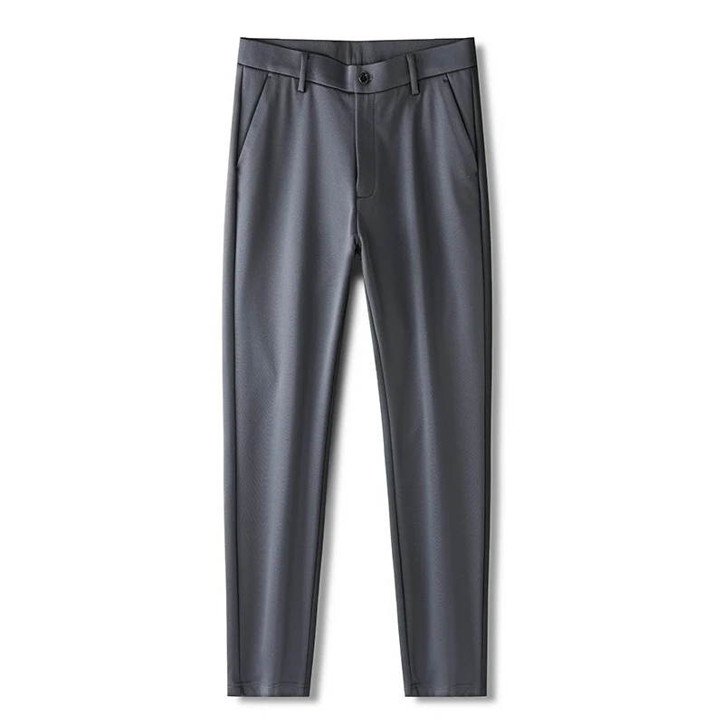 Men's Clothing Solid Color Pockets Button Zipper High Waisted Casual Formal Retro Spring Autumn Trouser Suits Trousers Pants