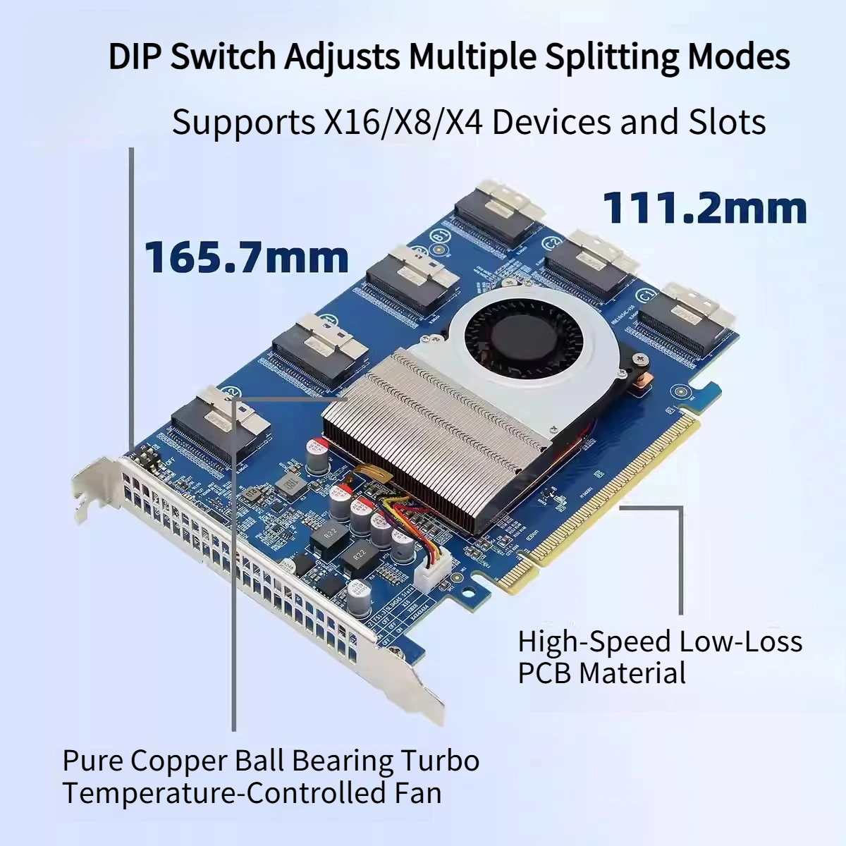 No‑Split SWITCH PLX88096 Expansion Card PCIe 4.0 X16 External GPU HDD 8654 Interface Support X16/X8/X4 for eGPU SSD U.2/M.2