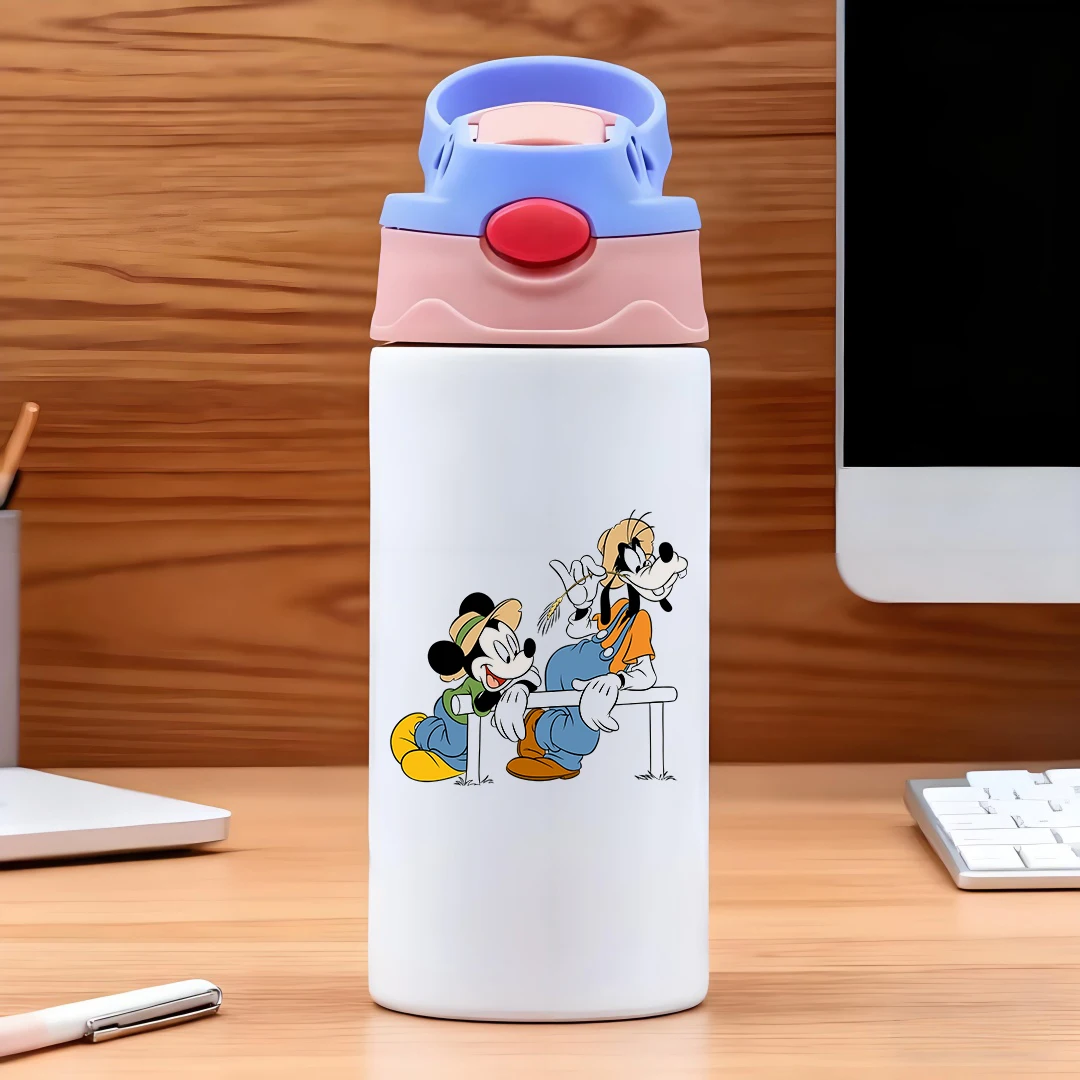 

Disney classic cartoon Mickey Mouse Donald Duck vacuum cup black background 304 stainless steel cartoon straw cup childrens