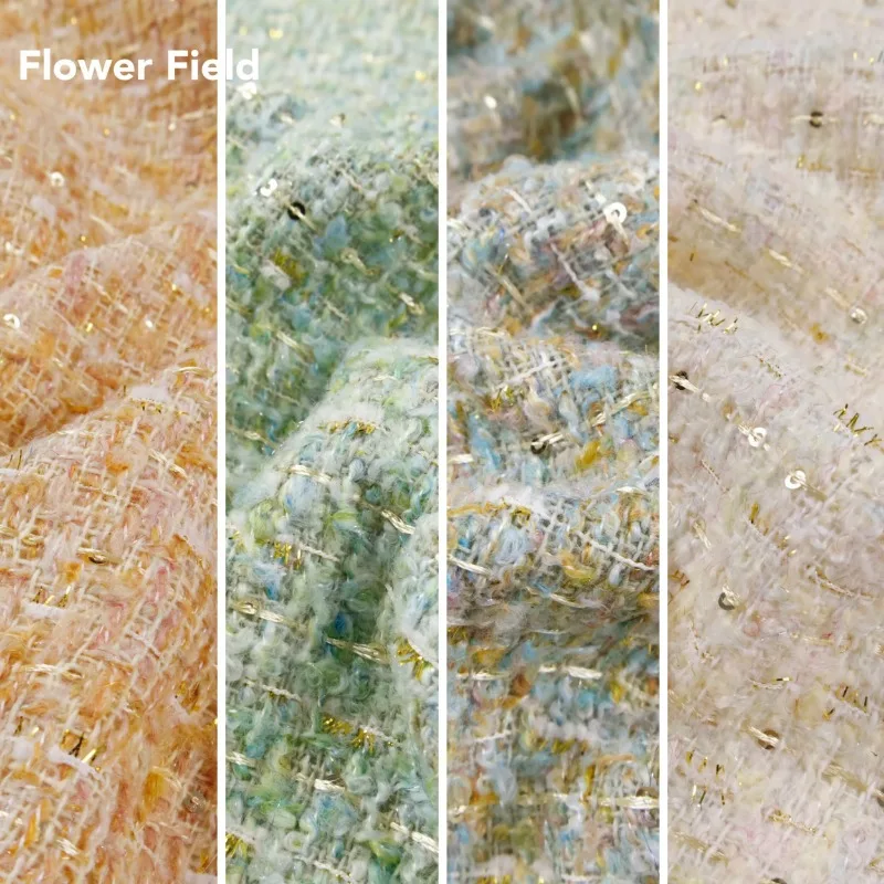 

Color Yarn Sequined Tweed Fabric By The Meter for Clothing Coats Dresses Skirts Jackets DIY Sewing Plain Cloth Thickened Green