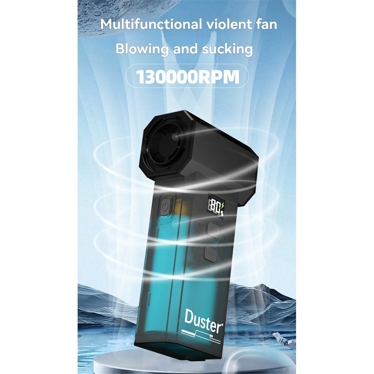 HHTL High-Power Blowing and Suctioning Car Violent Turbo Violent Blower Fan 130000RPM Air Duster Cordless Hair Dryer