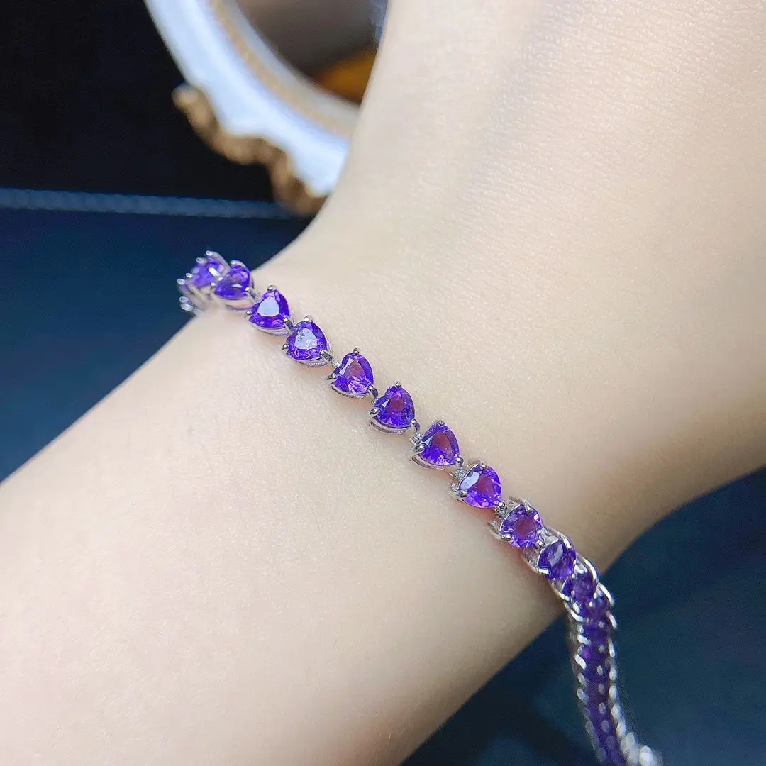 Best Seller Amethyst Jewelry Woman Amethyst Bracelet With Natural Amethyst Gemstone 4*4mm For Lady Amethyst Bracelet Jewelry