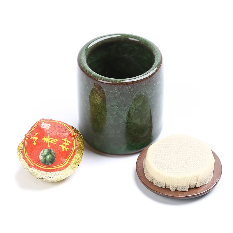 Mini Ice Cracked Glaze Ceramic Pot Medicine Pot Tea Pot Fragrance Powder Ointment Pot Sealed Storage Pot Coffee Table Decoration