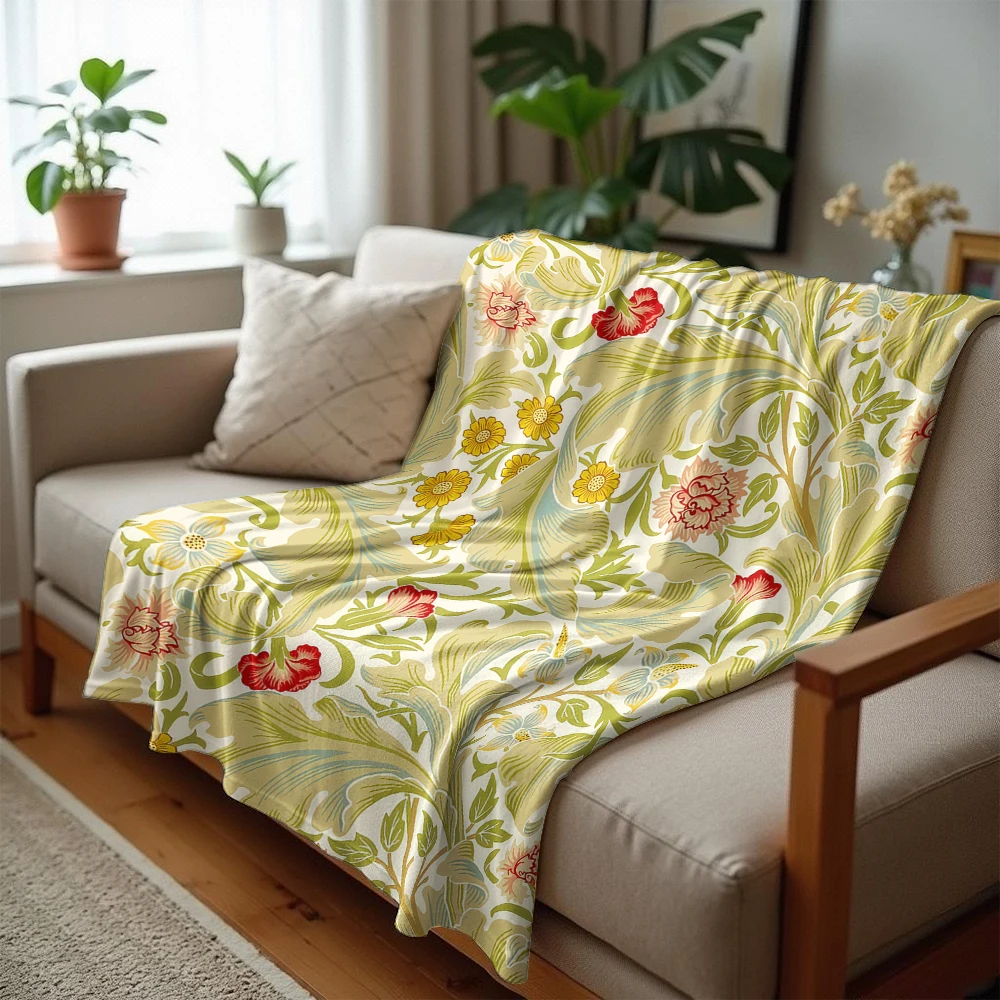 Vintage Acanthus Ultra Soft Sherpa Fleece Blanket Fluffy Warm Halloween Cozy Throw for Sofa Couch Bedroom Gift All season