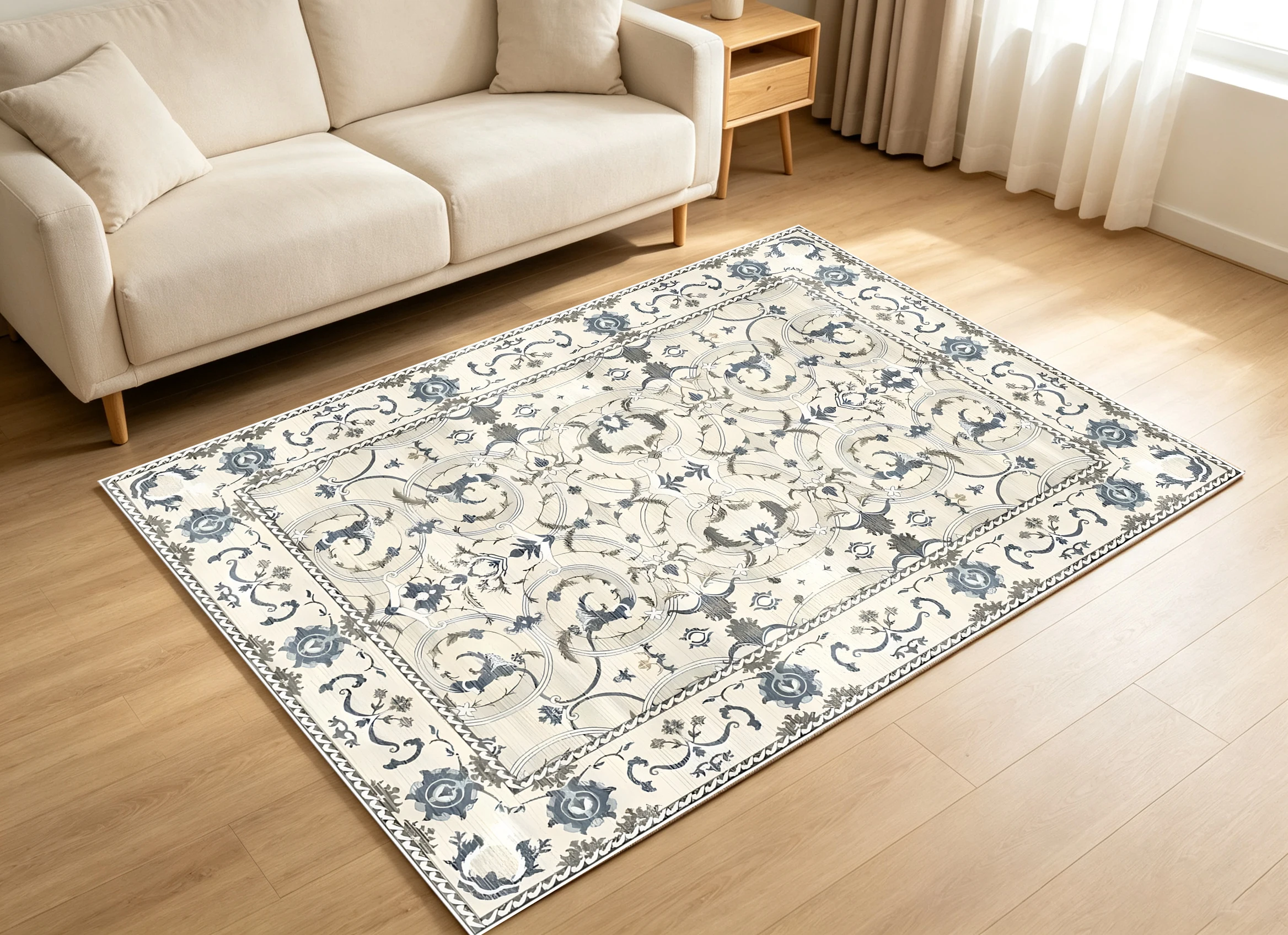 2D Carpet with Retro Persian Pattern in French Light Luxury Style for Living Room, Bedroom, and Coffee Table