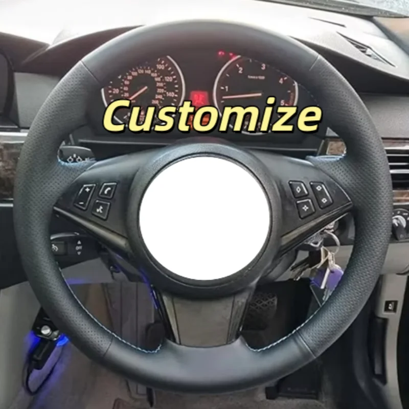 Customize Leather E61 Touring 530d M sport 545i 550i E63 Coupe E64 630i 645Ci 650i Accessories Steering Wheel Cover For BMW E60