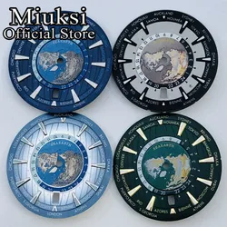 Miuksi 33.5mm sterile watch dial luminous dial 6 o'clock calendar fit NH35 movement