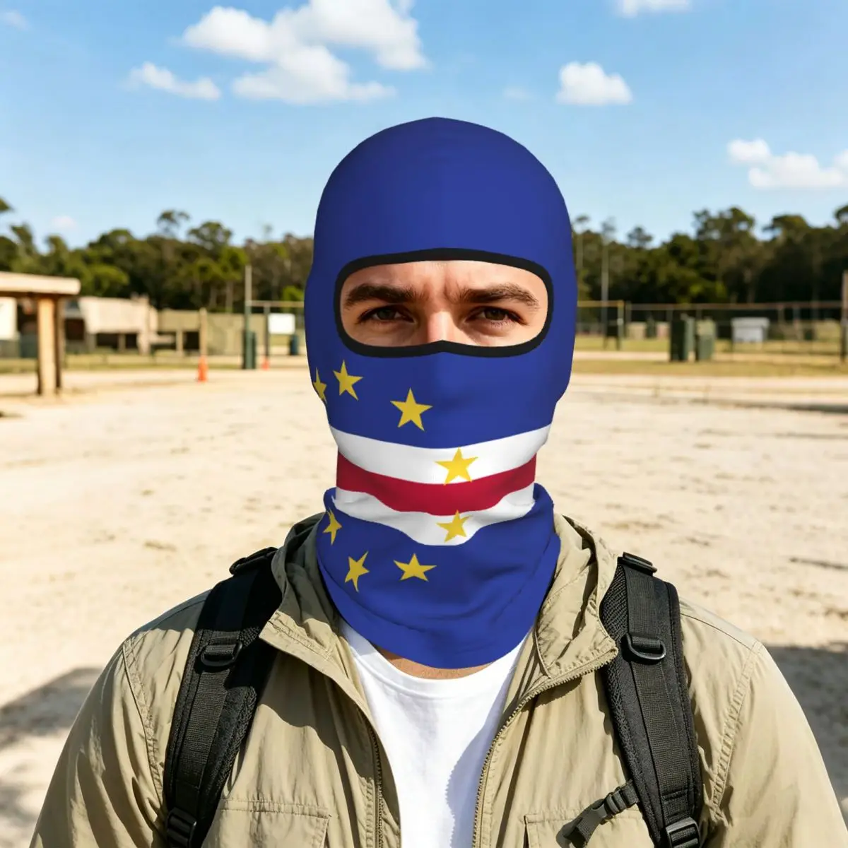 Cape Verde Flag Balaclava Full Face Mask Breathable Motorcycle Winter Warm Full Cover Caps Neck Windproof Dustproof Cycling Caps