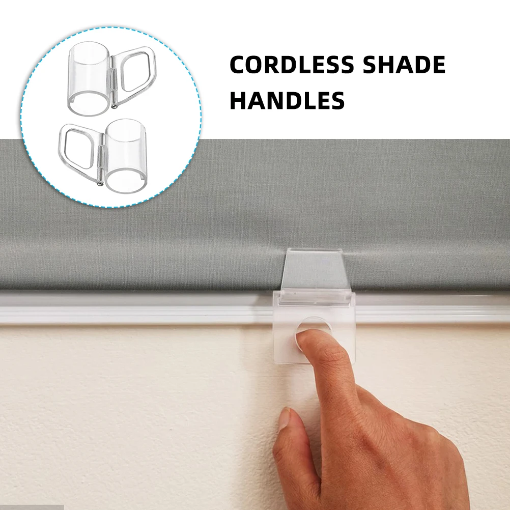 

2pcs Transparent Shade Pulls Clear Plastic Roller Blind Grips Window Lifting Clamp Pull Handle For Curtains Cordless Blinds