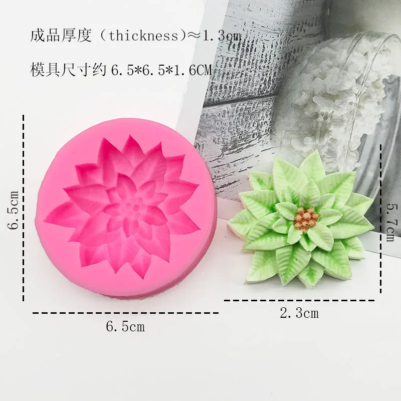 3D Holly Leaf Silicone Mold Cake Baking Christmas Decoration Chocolate Soap Red Fruit Flower Fondant Mould Kitchen Baking Tools