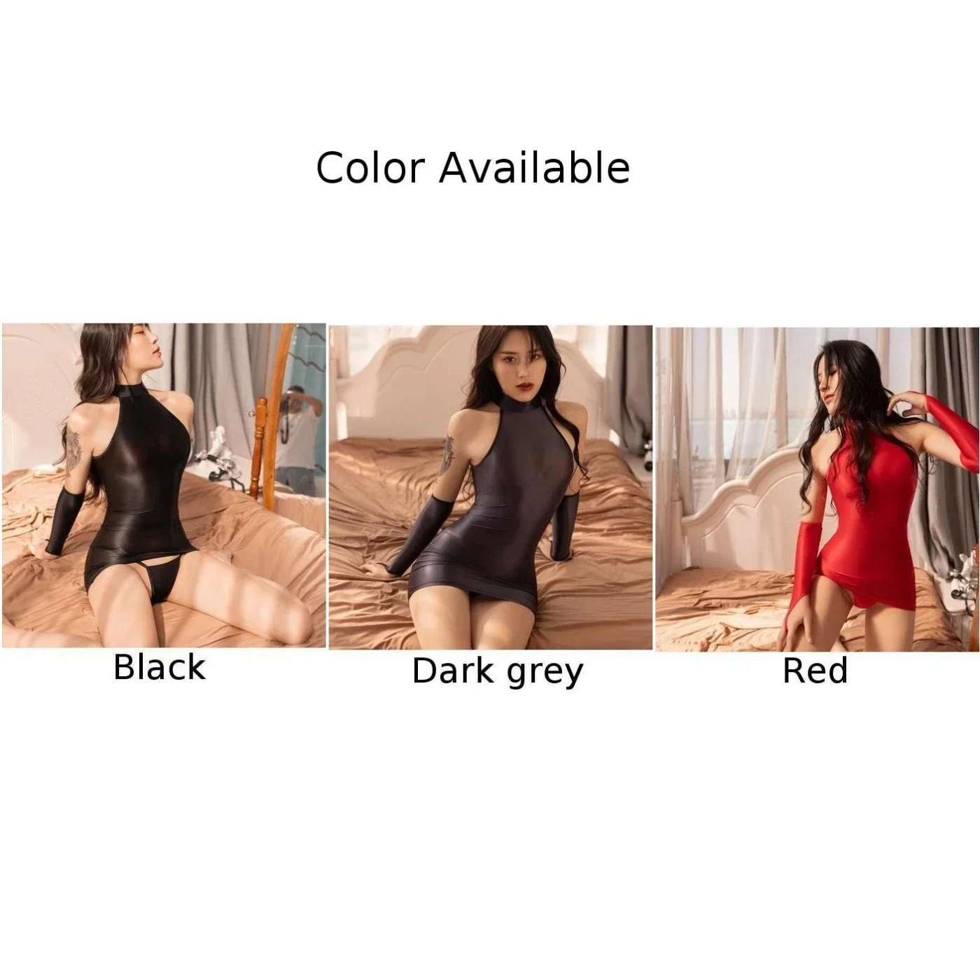 Bodysuit Dress Bodycon Comfortable Fashion Glossy Gloves Nylon Sheer Oil Shiny Summer For Party Cocktail Brand New