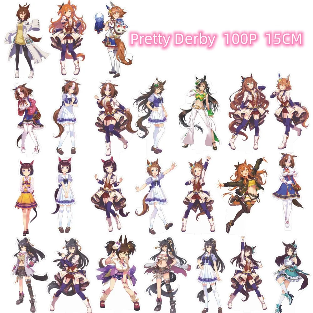 100pcs Anime Pretty Derby Figure Acrylic Stands Character Model Design Model Sweet Lovely Girls Desk Decor Xmas Gift