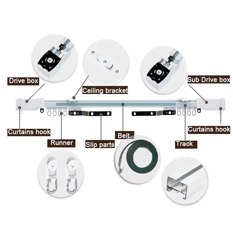 ปรับแต่ง Super Silent ไฟฟ้าผ้าม่านรางสําหรับ Aqara Tuya Wifi/Zigbee Dooya 82 มอเตอร์สมาร์ทบ้านผ้าม่าน Rod Cornice