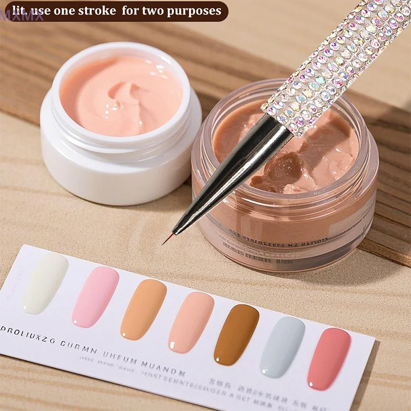Dual-ended Nail art Pinsel Mit Diamant DIY UV Gel Nagellack Liner Blume Malerei Zeichnung Pro Maniküre Werkzeuge