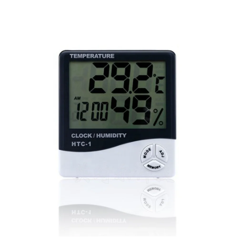 مقياس حرارة LCD الإلكتروني للرطوبة HTC-1 مقياس حرارة رقمي داخلي وخارجي