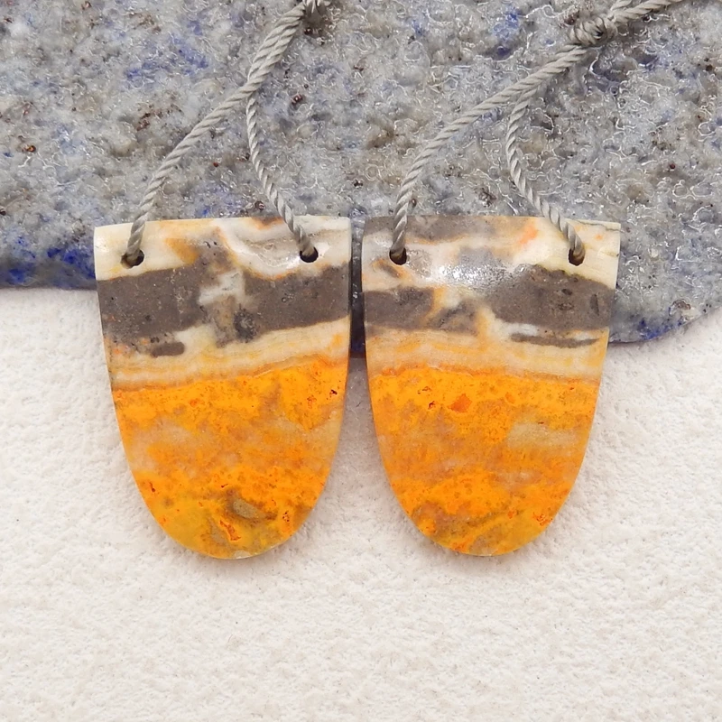 

Semiprecious Natural Bumble Bee Stone Fashion Double Holes Earring Bead Accessories For Women 25x18x4mm 7g