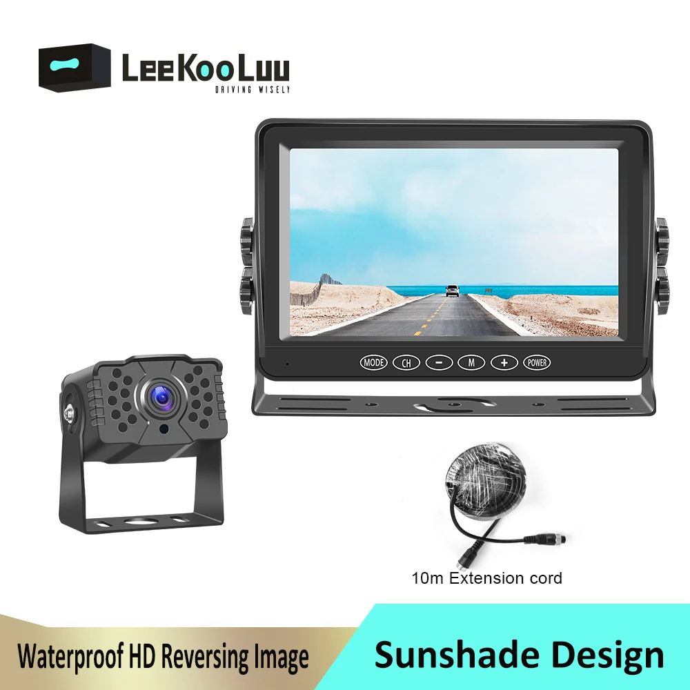 

Leekooluu 7 Inch Light Reflecting Screen Sunshade Car Parking Monitor HD Rear View Waterproof Backup Camera Night Vision