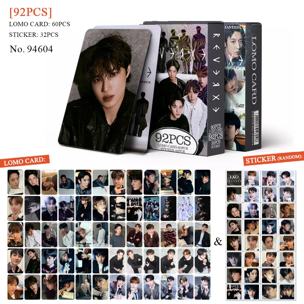 

92Pcs/Set Idol Boy New Album REVERXE Lomo Cards Stickers Postcards BAEKHYUN SeHun KAI SUHO ChanYeol SeHun XIUMIN D.O. Fans Gifts