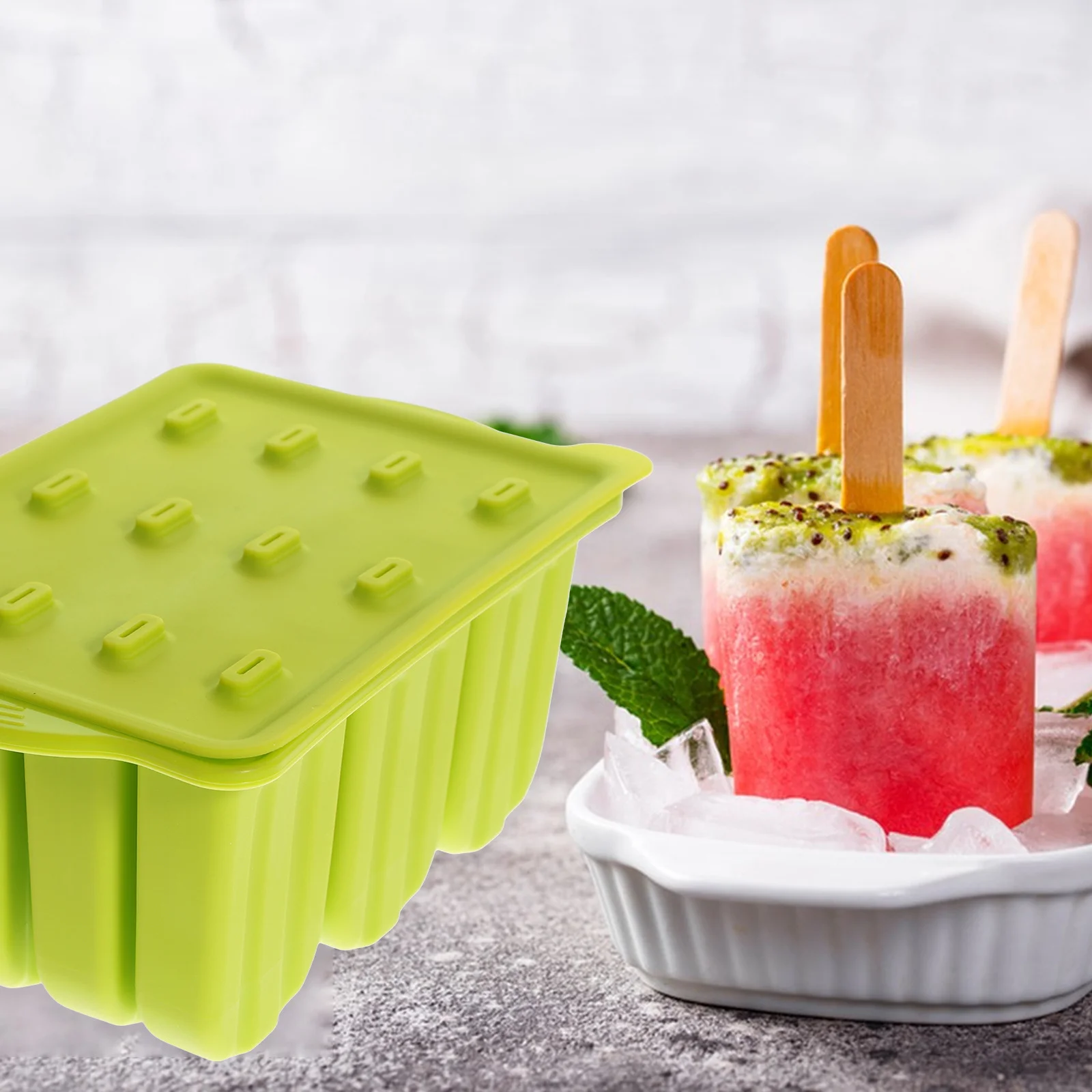 

1Set Silicone Popsicle Maker 12 Grid Ice Cream Molds DIY Popsicles Small Molds Popsicle Holders Summer Ice Box