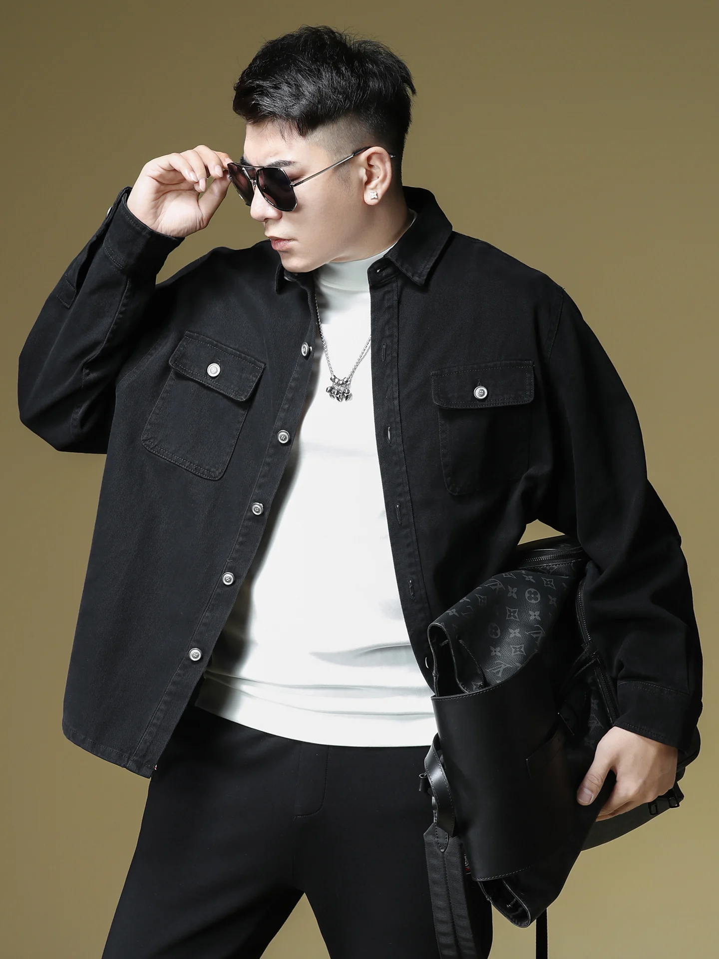 

European Sle Men's Loose Fit Large Size Denim Jaet Collared Casual Autumn Wear Comfortable Cotton Youth Faion Brand