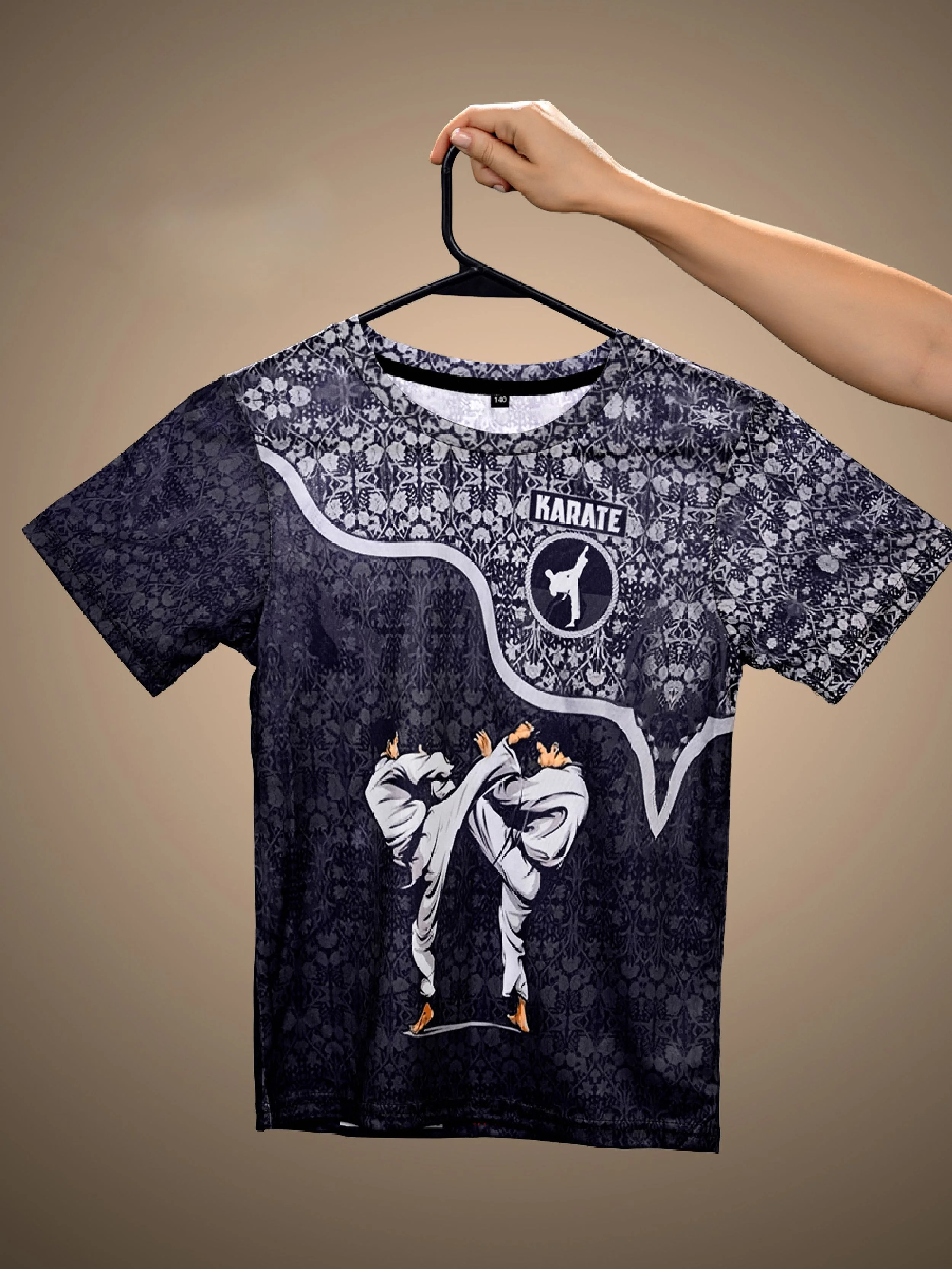 Martial Arts Karate Vintage Elegant Martial Style Short Sleeve Tee, Quick Dry Breathable Shirt Partner Sparring  Skill Training
