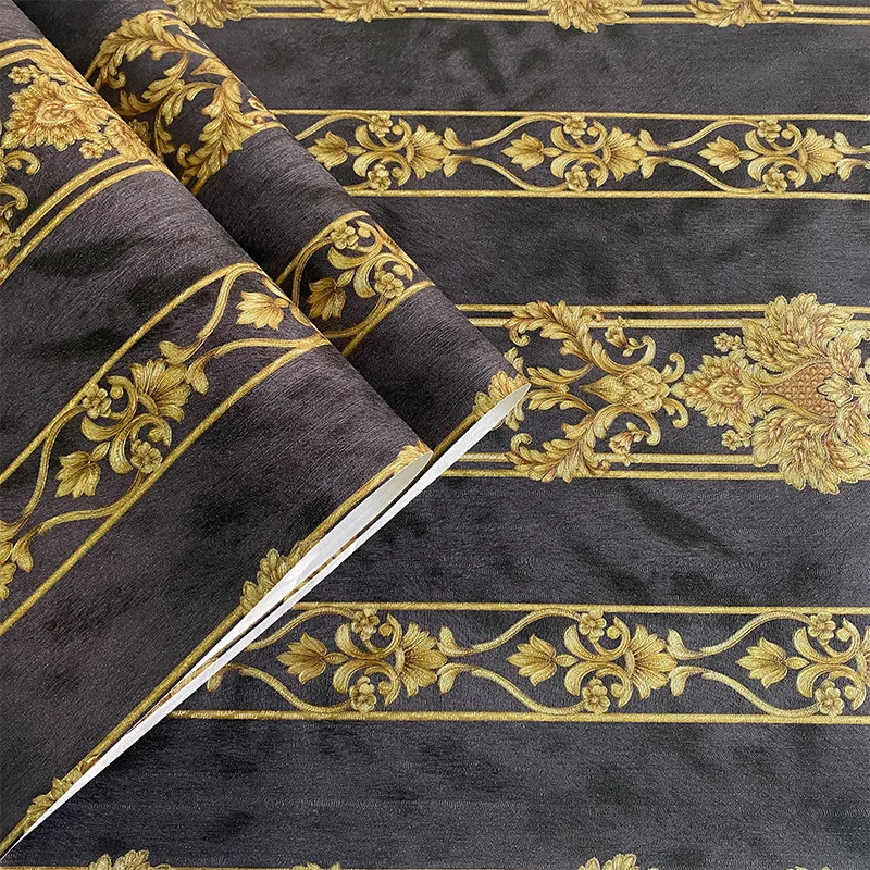 

Black Gold Vertical Stripes Wallpaper Roll Bedroom Living Room Background Vinyl Wall Paper Home Decor Floral Damask Wallpapers