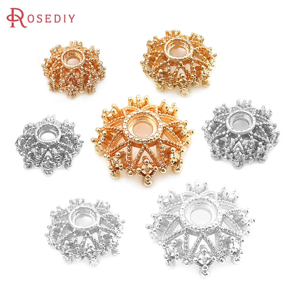 

8MM 10MM 12MM 14MM 16MM 18K Gold Color Brass Flower Beads Caps Necklace Earrings Jewelry Diy Accessories