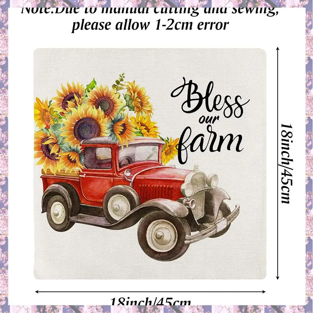 L73A 2025-Farm Sunflower Pillow Covers 18X18 Inch Set Of 4 Summer Decorative Throw Pillowcase Farmhouse Decor For Home