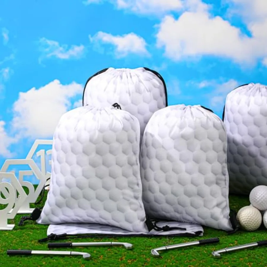 12 Pieces Golf Drawstring Bags Bulk Small Sport Goodie Bags Snack Treat Backpack for Ball Birthday Party Favor Team Gifts view 3