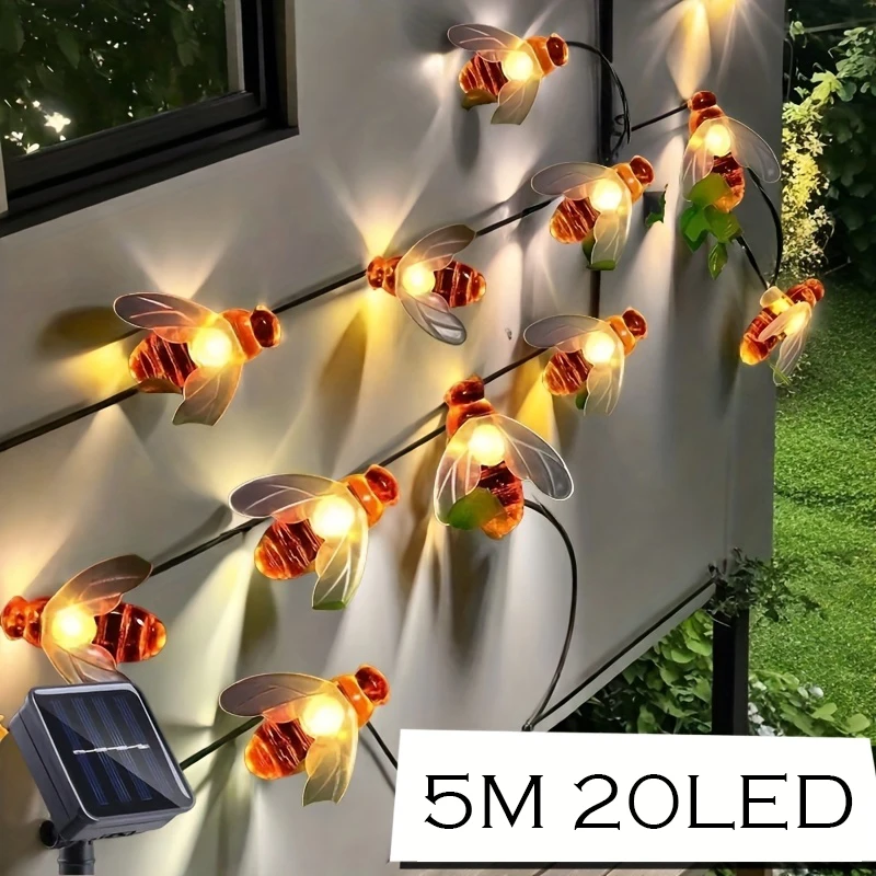 

Solar Bee String Lights 20 LED Outdoor Garden Patio Decoration for Christmas Wedding Yard Solar Fairy Lights Garden Decorations