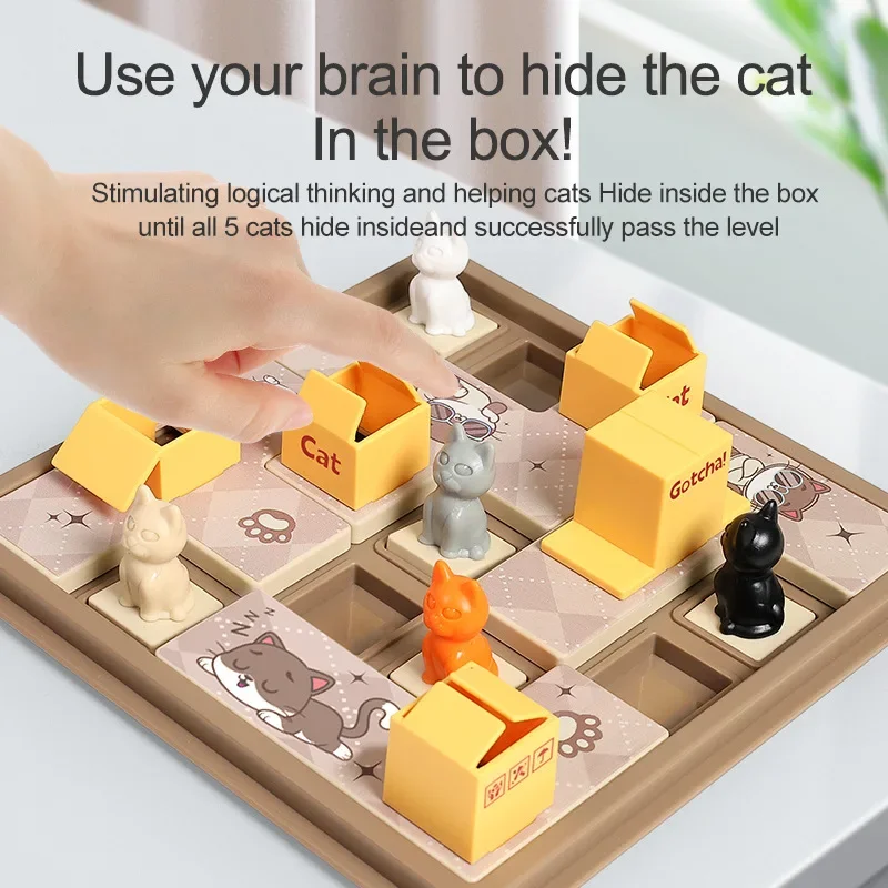 어린이 교육 학습 장난감 고양이 익스프레스 박스 보드 퍼즐 논리 게임 훈련 공간 계획.동물 테마