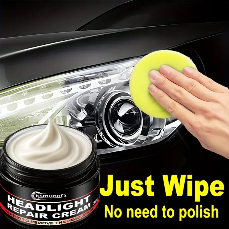 30G Car Headlight Restoration Wax, a Polishing Agent for Headlights, Repairs Yellowing, Oxidation, And Cloudiness. Better Lighti