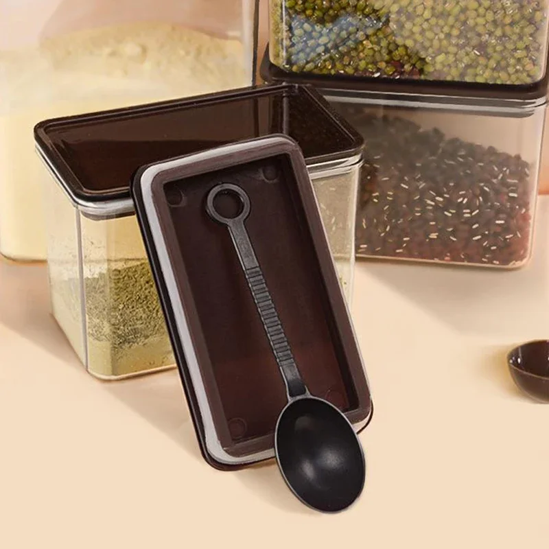 صندوق بلاستيكي مختوم، جرة تخزين، حاويات تخزين، صندوق مسحوق الفاكهة الخاص، جرة مربعة شفافة محكمة الغلق، جرة حبوب البن المختومة